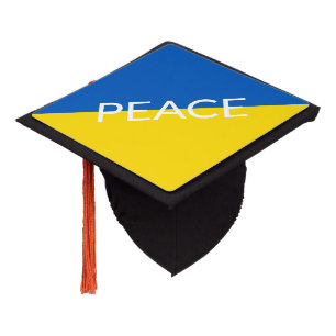 Ukraine peace blue yellow custom text flag graduation cap topper