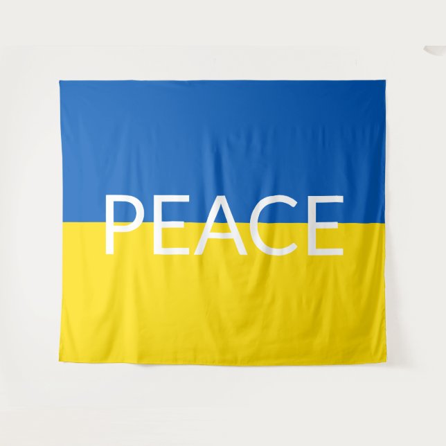 Ukraine peace blue yellow custom text flag tapestry (Front (Horizontal))
