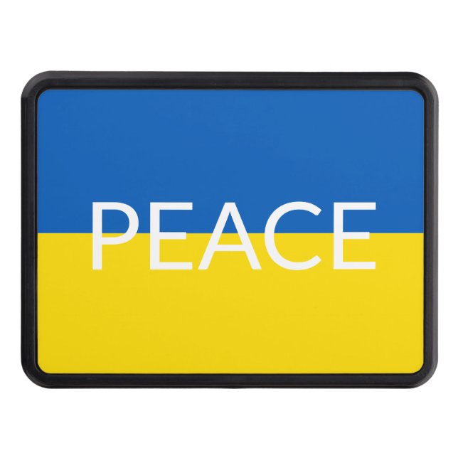 Ukraine peace blue yellow custom text flag trailer hitch cover (Front)