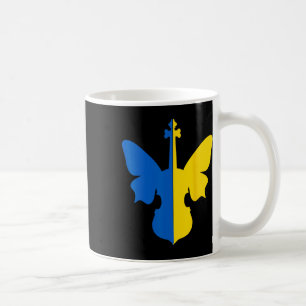 Ukraine Peace Butterfly Violin Ukrainian Flag Blue Coffee Mug