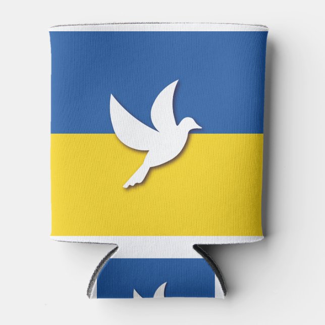 Ukraine Peace Dove Flag Can Cooler (Front)