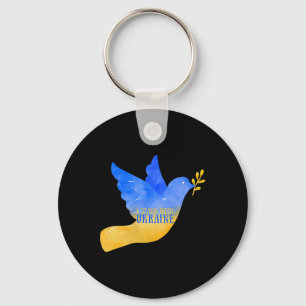 Ukraine Peace Dove I Stand With Ukraine Flag Free  Keychain