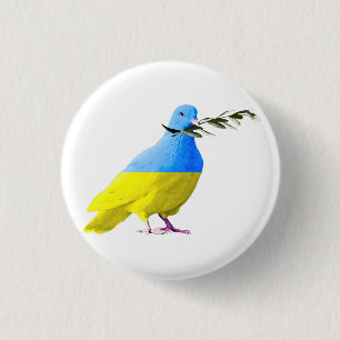 Ukraine - Peace Dove - Ukrainian Flag - Peace  1 Inch Round Button