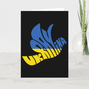 Ukraine Peace Dove Word Art - Ukrainian Pride Card