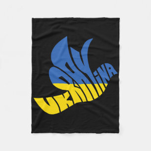 Ukraine Peace Dove Word Art - Ukrainian Pride Fleece Blanket