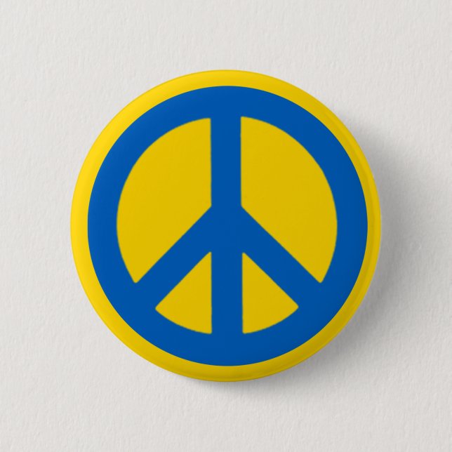 Ukraine Peace Sign 2 Inch Round Button (Front)