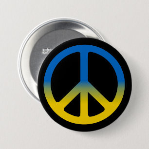 Ukraine Peace Sign Classic Round Sticker Button