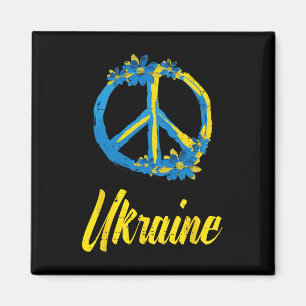 Ukraine Peace Sign Flowers Retro Ukrainian Groovy Magnet