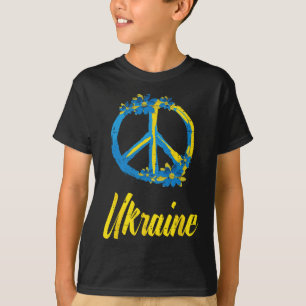 Ukraine Peace Sign Flowers Retro Ukrainian Groovy  T-Shirt