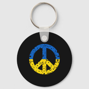 Ukraine Peace Sign Shirt Vintage Retro Ukrainian F Keychain