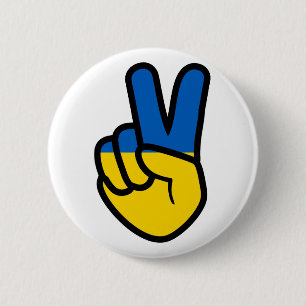 Ukraine Peace Sign with flag of Ukraine colours 2 Inch Round Button