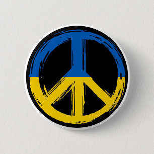 Ukraine Peace Symbol Stand With Ukraine 2 Inch Round Button