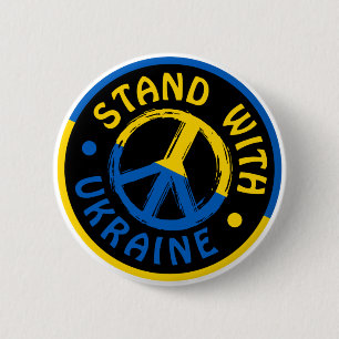 Ukraine Peace Symbol Stand With Ukraine 2 Inch Round Button