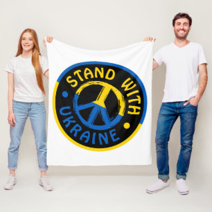 Ukraine Peace Symbol Stand With Ukraine Fleece Blanket