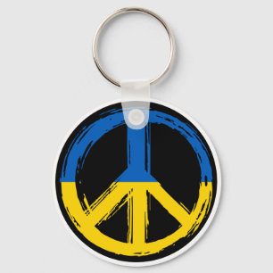 Ukraine Peace Symbol Stand With Ukraine Keychain