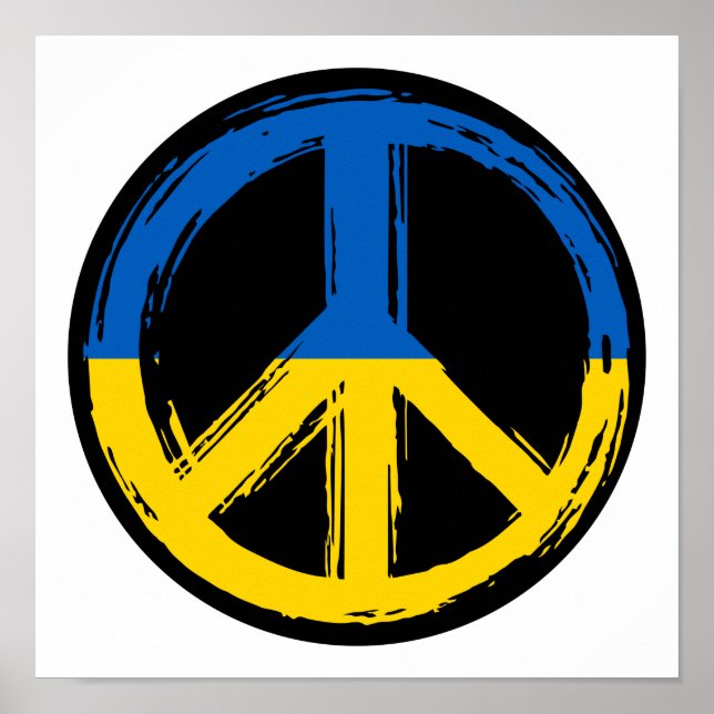 Ukraine Peace Symbol Stand With Ukraine Poster (Front)