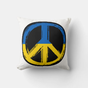 Ukraine Peace Symbol Stand With Ukraine Throw Pillow