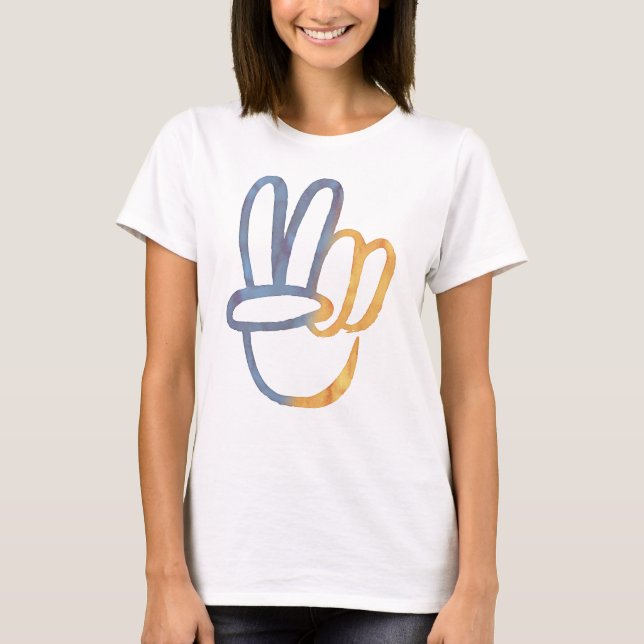 Ukraine - PEACE Symbol v-Sign Freedom anti-war T-Shirt (Front)