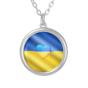 Ukraine - Peace Ukrainian Flag  Freedom Solidarity Silver Plated Necklace
