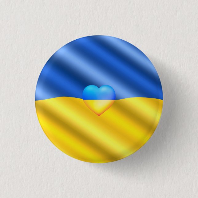 Ukraine - Peace - Ukrainian Flag - Freedom Support 1 Inch Round Button (Front)