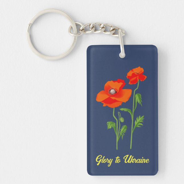 Ukraine "poppy flower" peace colourful keychain (Front)