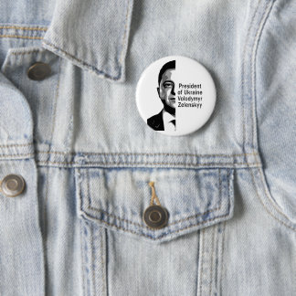 Ukraine President Zelenskyy Half Portrait B&W 2 Inch Round Button