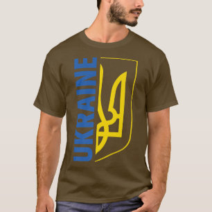 Ukraine Pride Tshirt for Men Coat of Arms Emblem U
