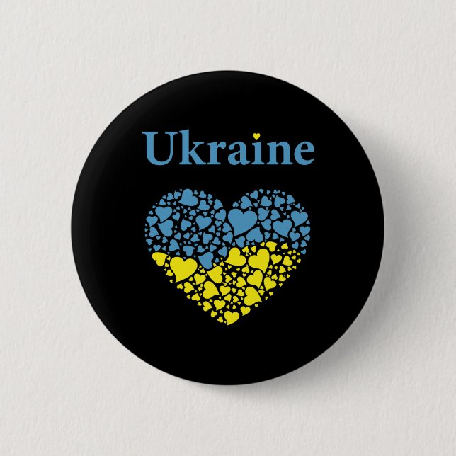 Ukraine Pride Ukrainian Heart Flag Glory To Ukrain 2 Inch Round Button (Front)