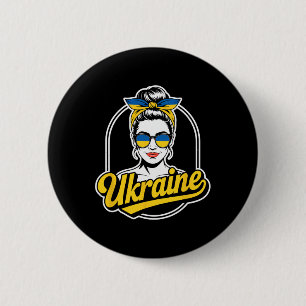 Ukraine Retro Style Woman Graphic Cultural Pride A 2 Inch Round Button