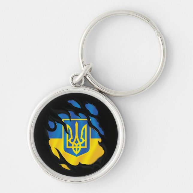 Ukraine Ripped Flag Keychain (Front)