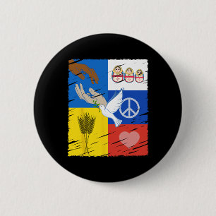 Ukraine Russia Peace Dove Intercultural Friendship 2 Inch Round Button