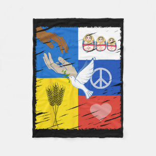 Ukraine Russia Peace Dove Intercultural Friendship Fleece Blanket