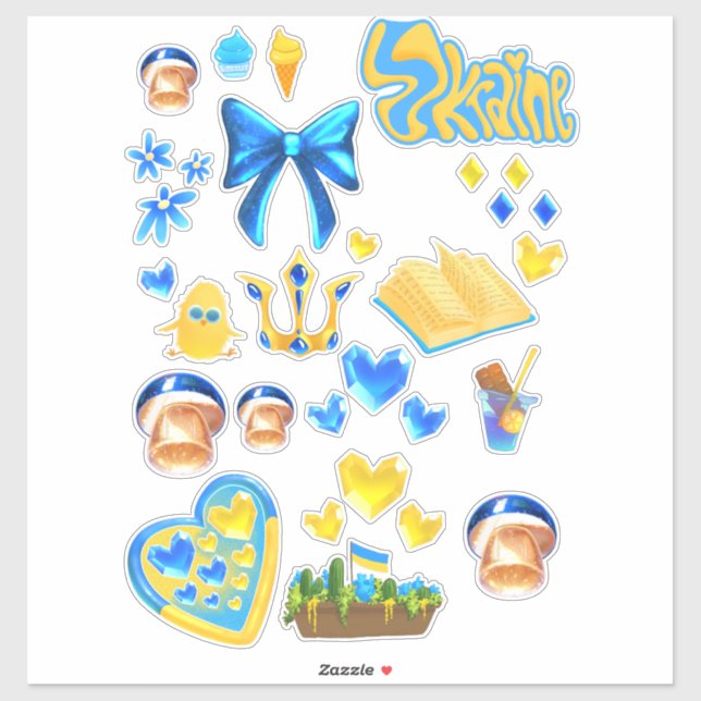 Ukraine scrapbook stickers blue yellow (Sheet)