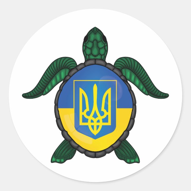 Ukraine sea turtle flag classic round sticker (Front)