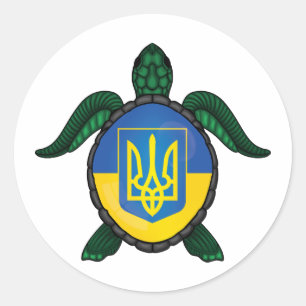 Ukraine sea turtle flag classic round sticker