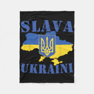 Ukraine Shirt Slava Ukraini Ukrainian Flag Trident Fleece Blanket