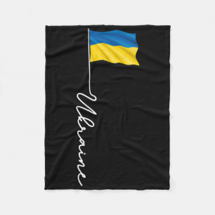 Ukraine Signature Flag Pole - Patriotic Ukrainian  Fleece Blanket