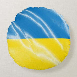 Ukraine silk flag round pillow