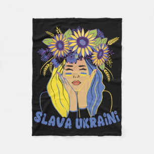 Ukraine Slava Ukraini Shirt Support Ukrainian Woma Fleece Blanket