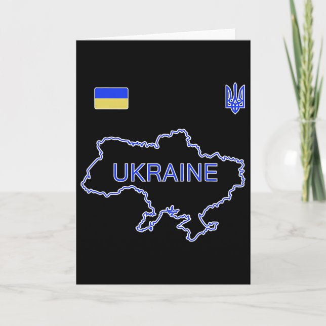 Ukraine Soccer Team Ukr Map And Trident Jersey Foo Card (Front)