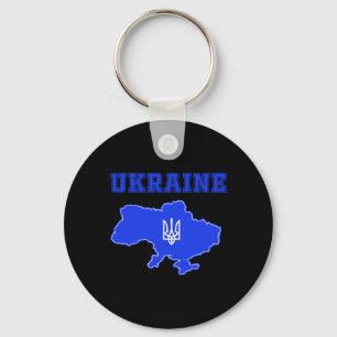 Ukraine Soccer Team Ukr Map And Trident Jersey Foo Keychain