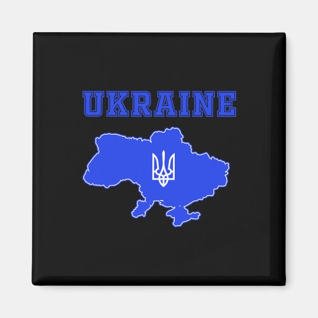 Ukraine Soccer Team Ukr Map And Trident Jersey Foo Magnet (Front)