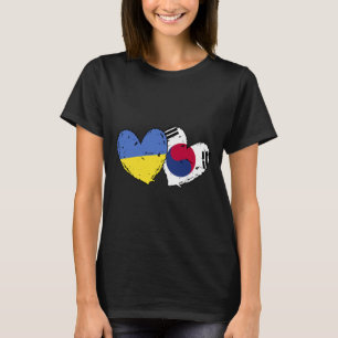 Ukraine South Korea Heart Flags Ukrainian Korean D T-Shirt