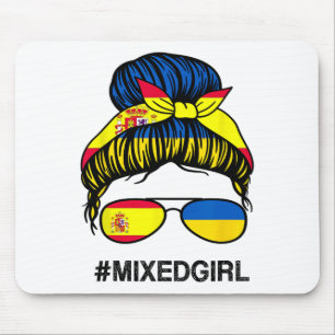 Ukraine Spain Flag Ukrainian Spanish Messy Bun Mouse Pad