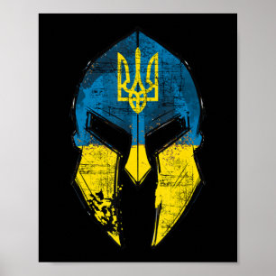 Ukraine Sparta Helmet Ukraine Crest Flag Men Wome Poster