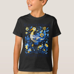 Ukraine Stork Retro Floral Ukrainian Flag T-Shirt