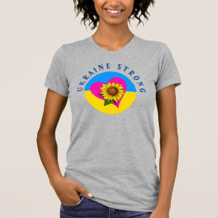 Ukraine Strong Cute Sunflower Heart T-shirt