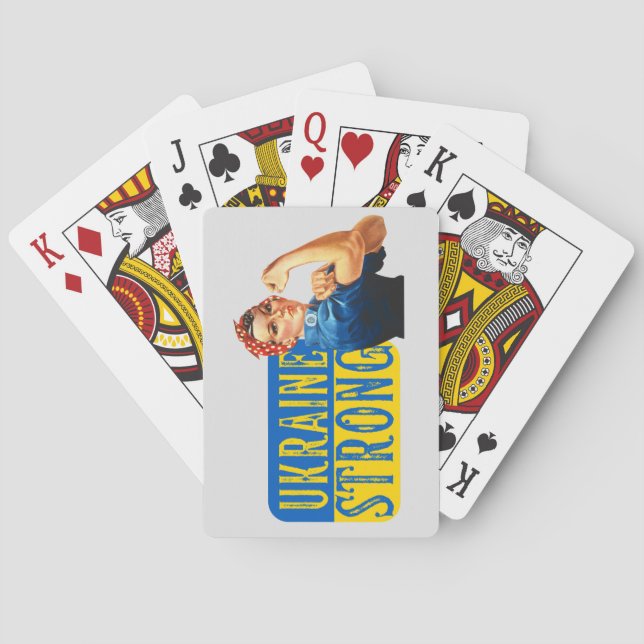 Ukraine Strong Rosie the Riveter  Playing Cards (Back)