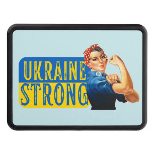 Ukraine Strong Rosie the Riveter  Trailer Hitch Cover