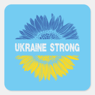 Ukraine Strong Sunflower Square Sticker